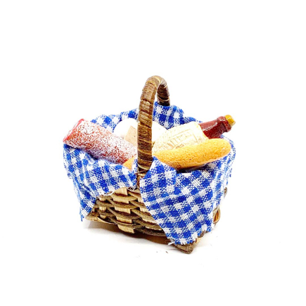 Cesto con cibo in miniatura per presepi