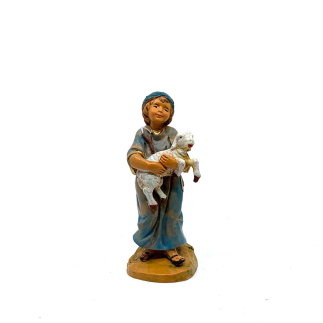 Giovane con agnello in braccio - Statue Fontanini cm 12