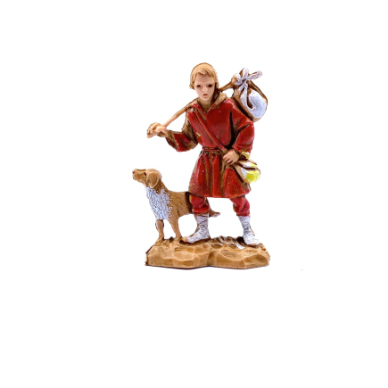 Uomo con cane e fagotto cm 3,5 - Statuine Landi Moranduzzo