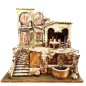 Borgo presepi con luci e fontana per statuine 10 cm Borgo presepi con luci e fontana per statuine 10 cm